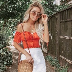 Lovers and friends bright red crop top